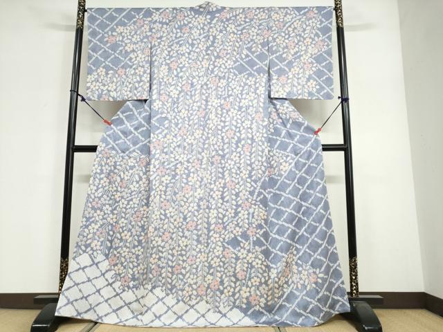 平和屋着物●訪問着　総絞り　枝垂れ花文　正絹　逸品　DABG2406ud