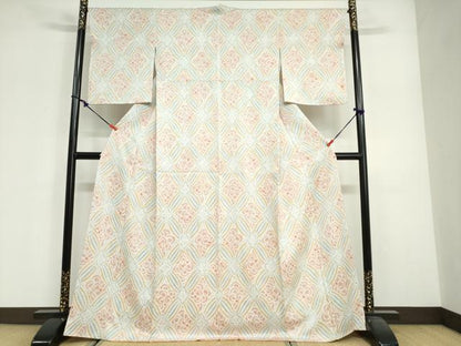 平和屋着物●上質な小紋　総絞り　花菱文　正絹　逸品　DABG2407ud