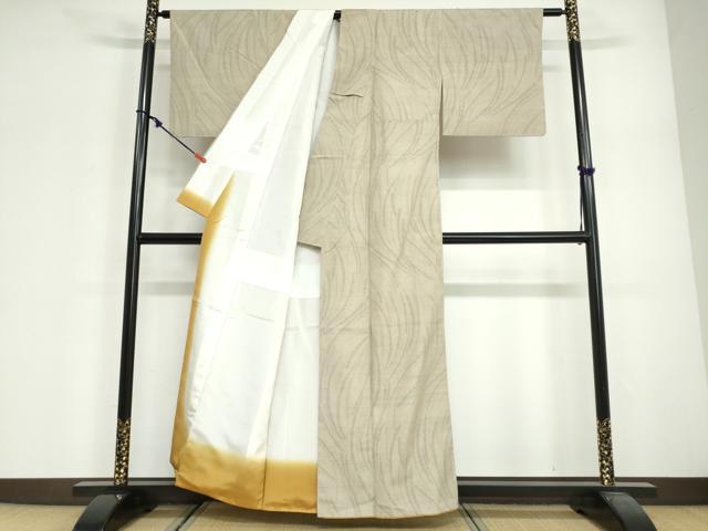 平和屋着物●結城紬　80亀甲　抽象文様　正絹　逸品　DABG2409ud