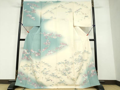 平和屋着物●名門・上野家　上野街子　清染居　訪問着　風景草花文　暈し染め　正絹　逸品　DABG2417ud
