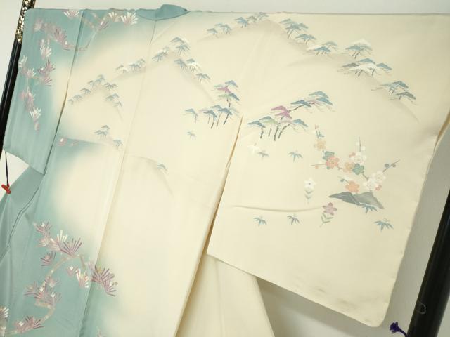 平和屋着物●名門・上野家　上野街子　清染居　訪問着　風景草花文　暈し染め　正絹　逸品　DABG2417ud