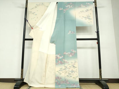 平和屋着物●名門・上野家　上野街子　清染居　訪問着　風景草花文　暈し染め　正絹　逸品　DABG2417ud