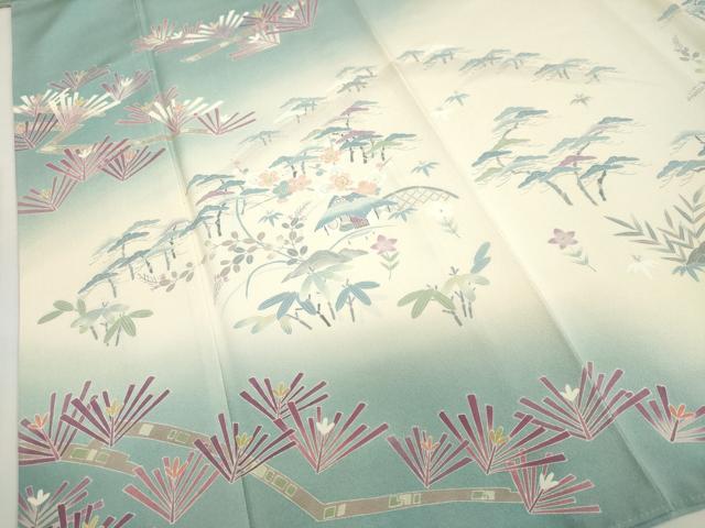 平和屋着物●名門・上野家　上野街子　清染居　訪問着　風景草花文　暈し染め　正絹　逸品　DABG2417ud