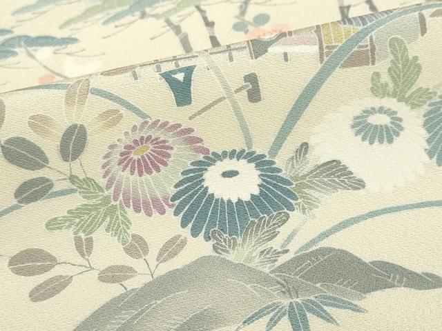 平和屋着物●名門・上野家　上野街子　清染居　訪問着　風景草花文　暈し染め　正絹　逸品　DABG2417ud