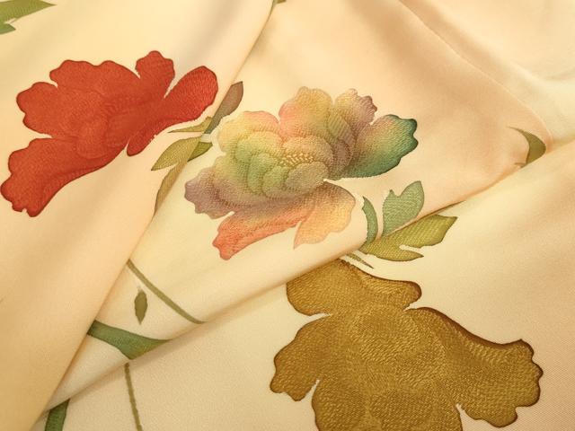 平和屋着物●上質な小紋　地紋起こし　更紗花唐草文　暈し染め　正絹　逸品　DABG2418ud