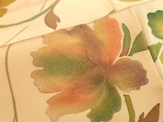 平和屋着物●上質な小紋　地紋起こし　更紗花唐草文　暈し染め　正絹　逸品　DABG2418ud