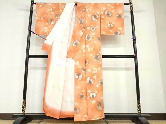 平和屋着物●上質な小紋　地紋起こし　枝花文　暈し染め　正絹　逸品　未使用　DABG2420ud