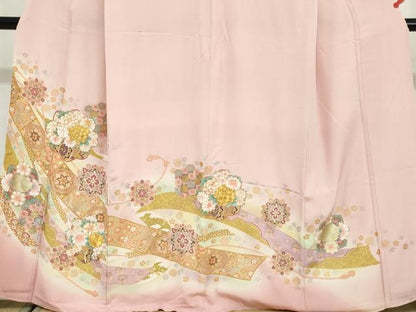 平和屋着物●豪華色留袖　駒刺繍　正倉院鳳凰花車文　暈し染め　金銀彩　正絹　逸品　DABG2438ud