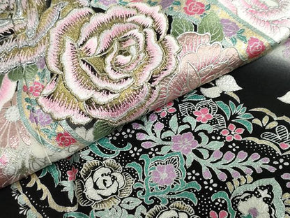 平和屋着物●ブライダルファッションデザイナー・桂由美　黒留袖　草花文　暈し染め　金銀彩　正絹　逸品　DABG2445ud