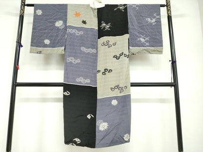 平和屋着物●アンティーク　大正ロマン　長襦袢　袷　草花文　正絹　逸品　DABG2448ud