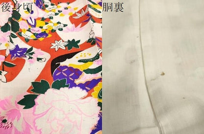 平和屋着物●アンティーク　大正ロマン　長襦袢　袷　糸車草花文　正絹　逸品　DABG2450ud