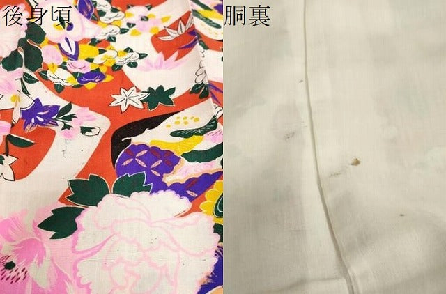 平和屋着物●アンティーク　大正ロマン　長襦袢　袷　糸車草花文　正絹　逸品　DABG2450ud