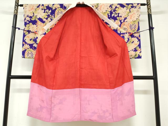 平和屋着物●アンティーク　大正ロマン　長襦袢　袷　几帳草花文　正絹　逸品　DABG2454ud