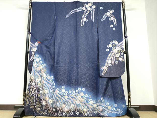 平和屋着物●越後十日町の一流染匠　桐屋・翠山工房　徳永憲峯　振袖　辻が花　暈し染め　金彩　金通し地　正絹　逸品　DABG2463ud