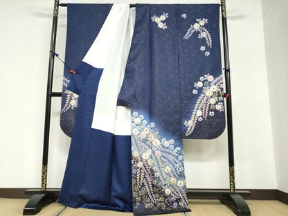 平和屋着物●越後十日町の一流染匠　桐屋・翠山工房　徳永憲峯　振袖　辻が花　暈し染め　金彩　金通し地　正絹　逸品　DABG2463ud