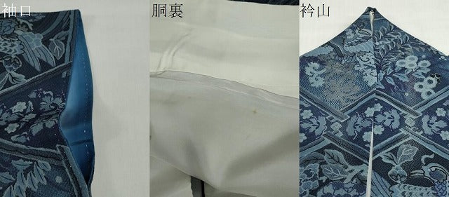 平和屋着物●上質な小紋　花鳥文　鬼しぼ縮緬　正絹　逸品　DABG2464ud