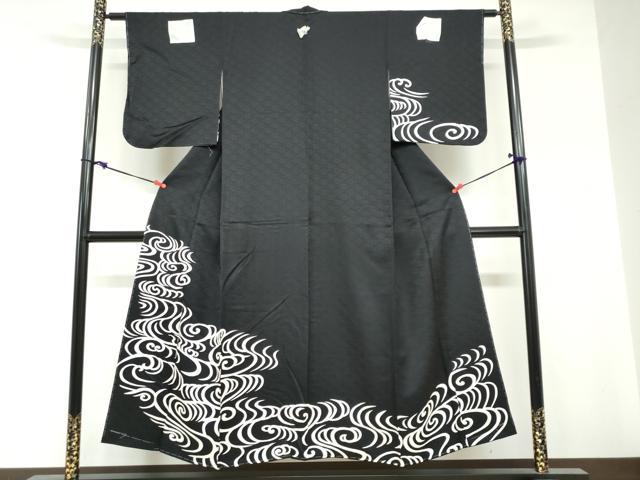 平和屋着物●訪問着　流水文　黒地　正絹　逸品　未使用　DABG2473ud