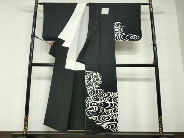 平和屋着物●訪問着　流水文　黒地　正絹　逸品　未使用　DABG2473ud