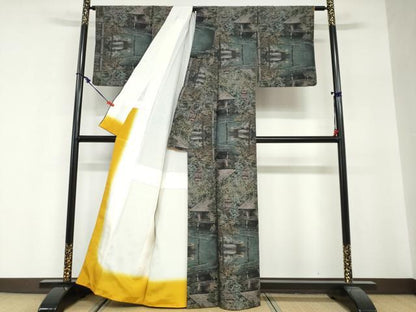 平和屋着物●都喜ヱ門　本場大島紬　総絣　風景文　藤絹織物謹製　正絹　逸品　DABG2475ud