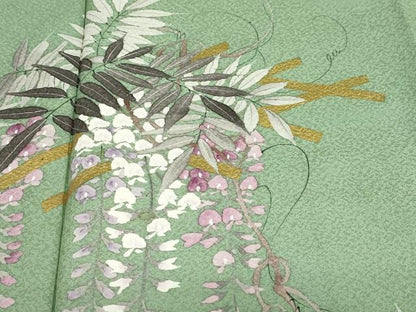 平和屋着物●訪問着　手描き　枝垂れ花文　金彩　正絹　逸品　DABG2479ud