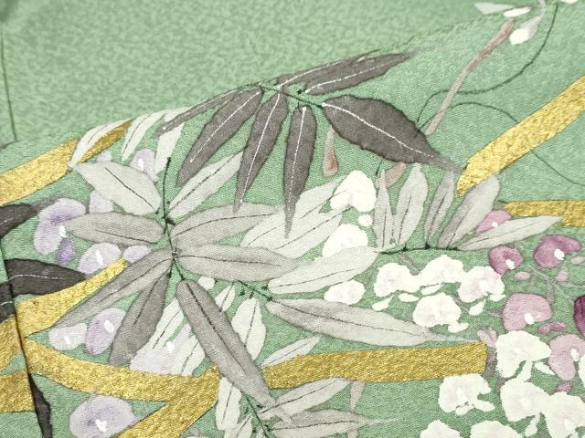 平和屋着物●訪問着　手描き　枝垂れ花文　金彩　正絹　逸品　DABG2479ud