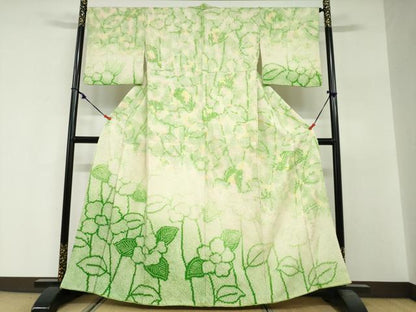 平和屋着物●訪問着　総絞り　草花文　正絹　逸品　DABG2480ud