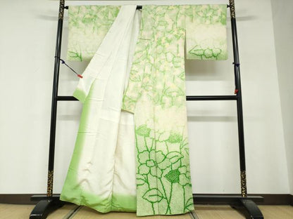 平和屋着物●訪問着　総絞り　草花文　正絹　逸品　DABG2480ud