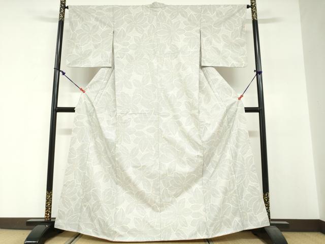 平和屋着物●本場大島紬　白大島　7マルキ　花尽くし文　正絹　逸品　DABG2481ud