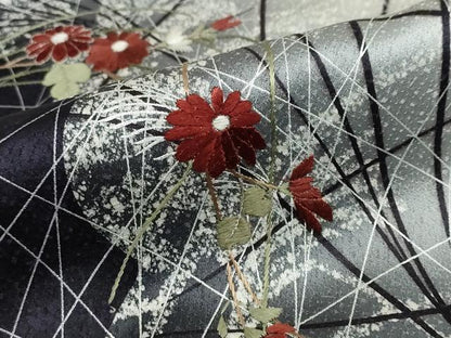 平和屋着物●訪問着　刺繍　地紙草花文　たたき染め　銀彩　正絹　逸品　DABG2483ud