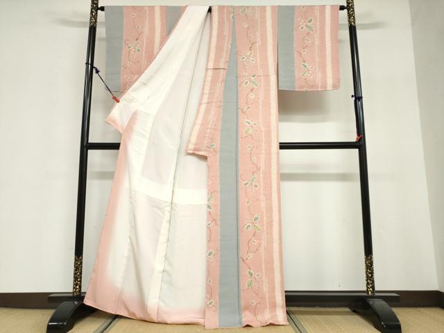 平和屋着物●上質な小紋　絞り　草花間道　正絹　逸品　DABG2486ud