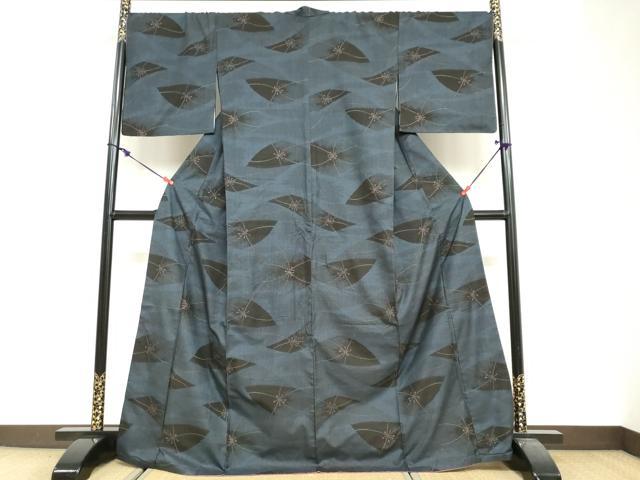 平和屋着物●本場大島紬　7マルキ　舞葉文　まるやま扱い　正絹　逸品　DABG2487ud