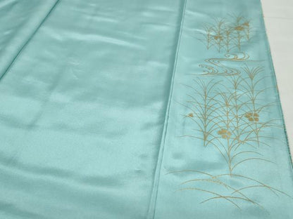 平和屋着物●訪問着　刺繍　流水草花文　暈し染め　金銀彩　正絹　逸品　未使用　DABG2490ud