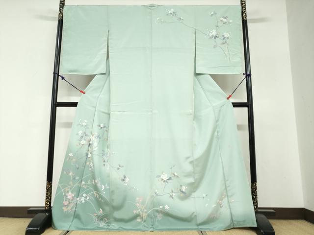 平和屋着物●訪問着　友禅　作家物　枝花文　暈し染め　正絹　逸品　未使用　DABG2491ud