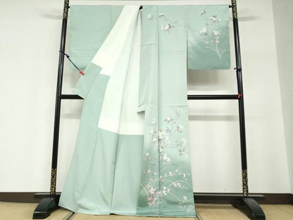 平和屋着物●訪問着　友禅　作家物　枝花文　暈し染め　正絹　逸品　未使用　DABG2491ud