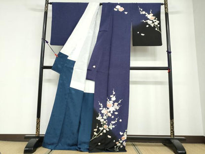 平和屋着物●訪問着　枝花文　暈し染め　金彩　正絹　逸品　DABG2496ud