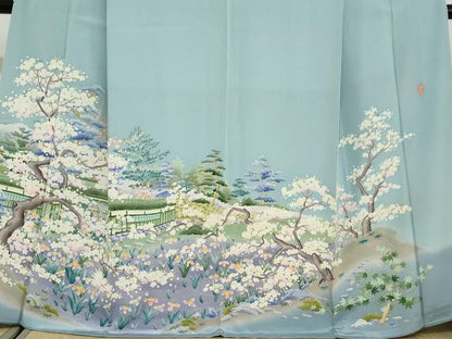 平和屋着物●豪華色留袖　友禅　作家物　風景草花文　暈し染め　正絹　逸品　DABG2499ud