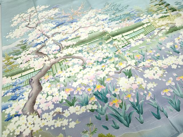 平和屋着物●豪華色留袖　友禅　作家物　風景草花文　暈し染め　正絹　逸品　DABG2499ud
