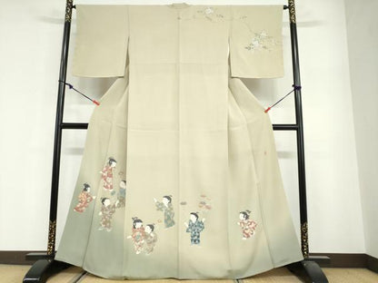 平和屋着物●十日町友禅作家　関口遼一　訪問着　童子遊び　暈し染め　正絹　逸品　DABG2507ud