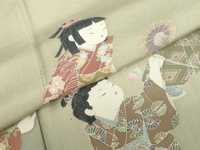 平和屋着物●十日町友禅作家　関口遼一　訪問着　童子遊び　暈し染め　正絹　逸品　DABG2507ud