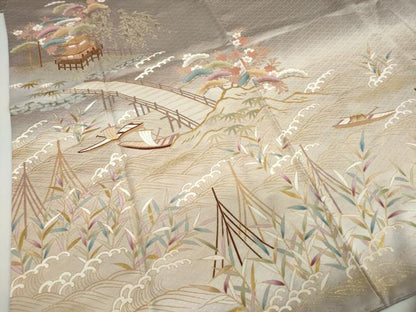 平和屋着物●豪華色留袖　流水風景花鳥文　暈し染め　金彩　正絹　逸品　DABG2510ud