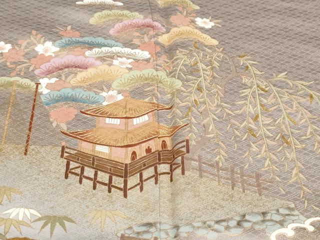 平和屋着物●豪華色留袖　流水風景花鳥文　暈し染め　金彩　正絹　逸品　DABG2510ud