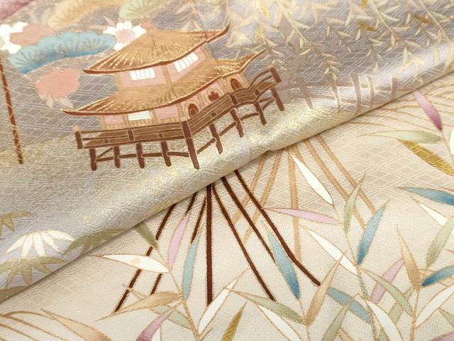 平和屋着物●豪華色留袖　流水風景花鳥文　暈し染め　金彩　正絹　逸品　DABG2510ud