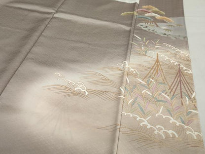 平和屋着物●豪華色留袖　流水風景花鳥文　暈し染め　金彩　正絹　逸品　DABG2510ud