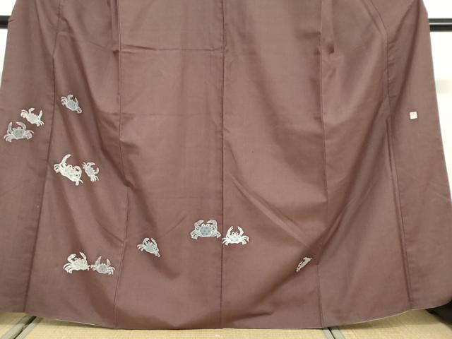 平和屋着物●訪問着　作家物　紬地　かに　蟹　正絹　逸品　DABG2512ud