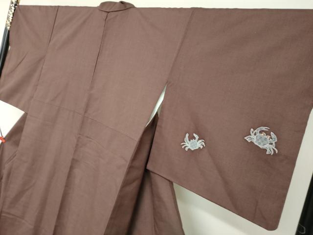 平和屋着物●訪問着　作家物　紬地　かに　蟹　正絹　逸品　DABG2512ud