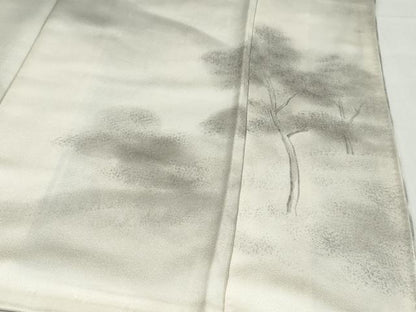 平和屋着物●友禅　寺島玲聲　訪問着　手描き　風景樹林文　正絹　逸品　DABG2514ud