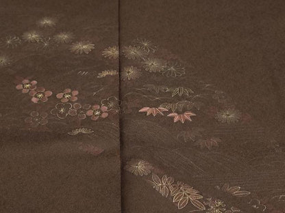 平和屋着物●訪問着　刺繍　草花文　金彩　大丸扱い　正絹　逸品　DABG2516ud