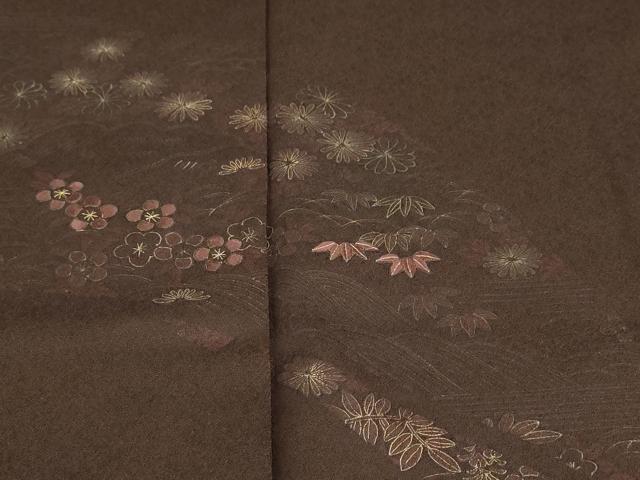 平和屋着物●訪問着　刺繍　草花文　金彩　大丸扱い　正絹　逸品　DABG2516ud