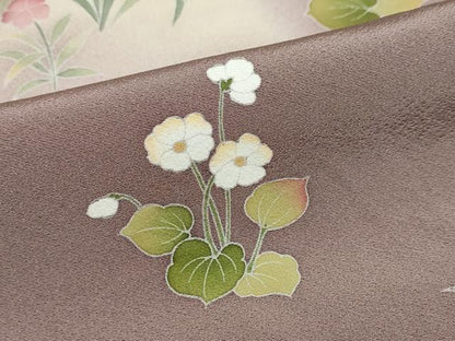 平和屋着物●訪問着　友禅　作家物　草花文　暈し染め　正絹　逸品　DABG2517ud