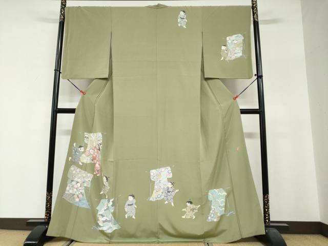 平和屋着物●訪問着　友禅　作家物　童子遊び　正絹　逸品　DABG2519ud